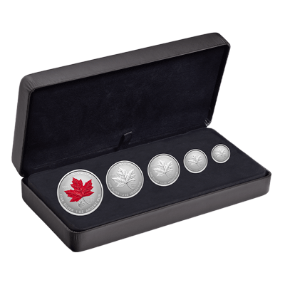 A picture of a 60th Anniversary of the Canadian Flag Fractional Silver Set (2024)